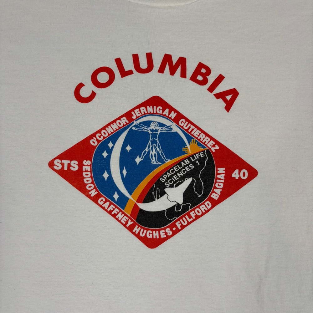 NASA Mens Large White Columbia STS-40 Spacelab Graphic T Shirt Vintage 1991 USA - Picture 3 of 6